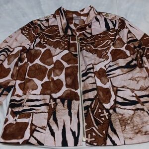 Chico's  size 2  mix black chocolate zibra  97% cotton 3% spandex